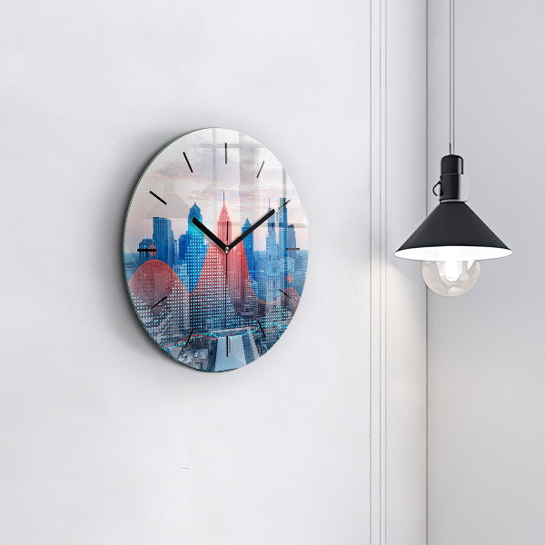 Zegar szklany okrągły Wieżowce w Philadelphii