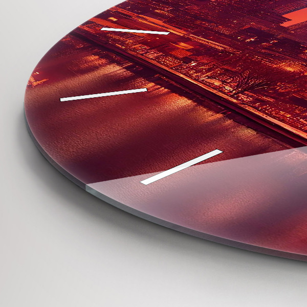 Zegar szklany okrągły Miasto nocą w Philadelphia