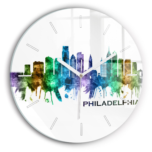 Zegar szklany okrągły Kolorowa Philadelphia