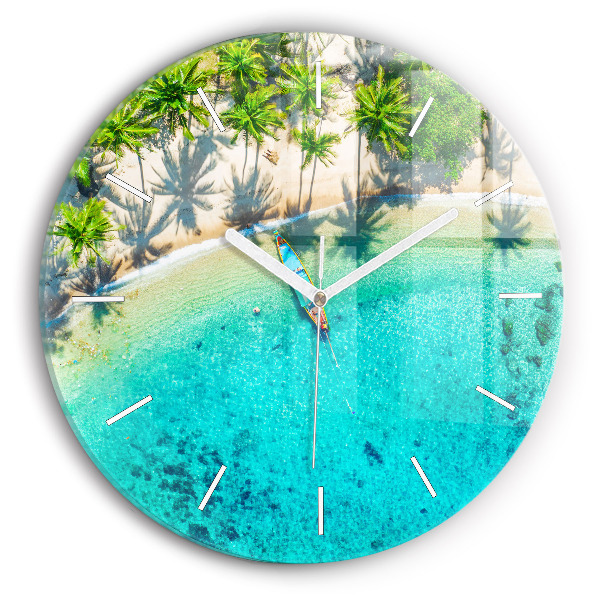 Zegar szklany okrągły Tropikalna plaża Koh Tao