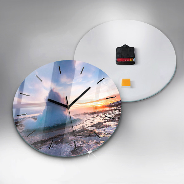 Zegar ścienny okrągły Gejzer na wyspie Islandia