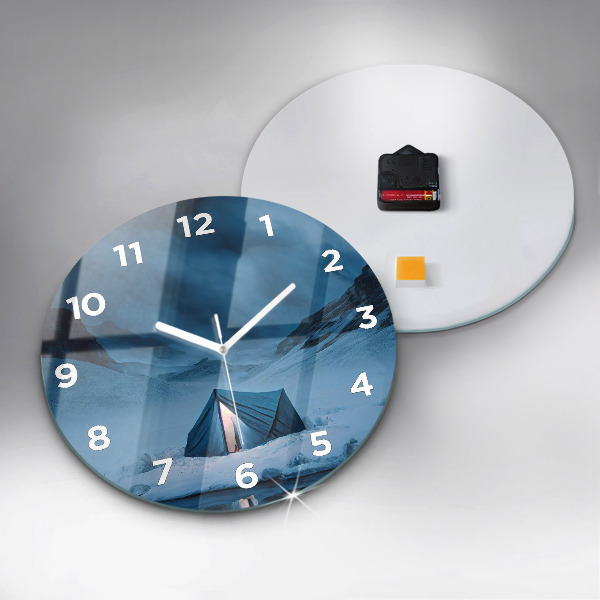 Zegar szklany okrągły Namiot w górach Islandii