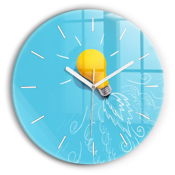 Zegar okrągły z nadrukiem Żarówka rysunek