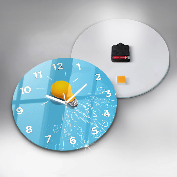 Zegar okrągły z nadrukiem Żarówka rysunek