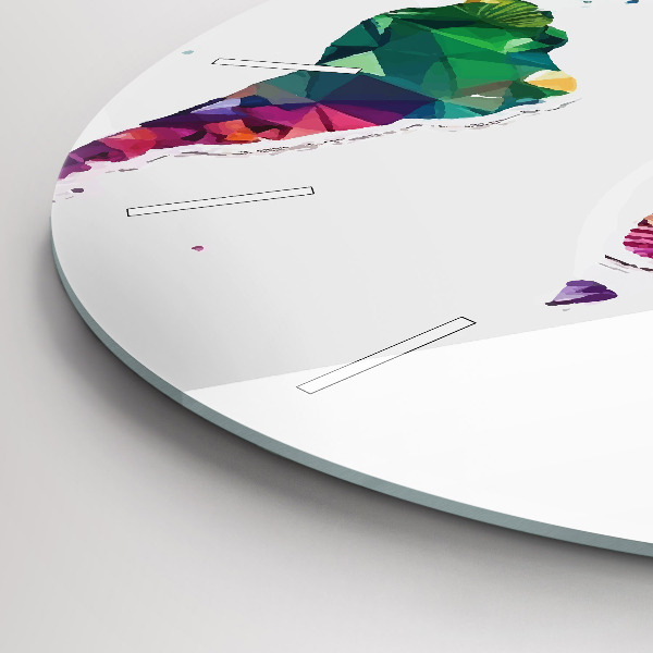 Zegar szklany okrągły Mapa świata trójkąty