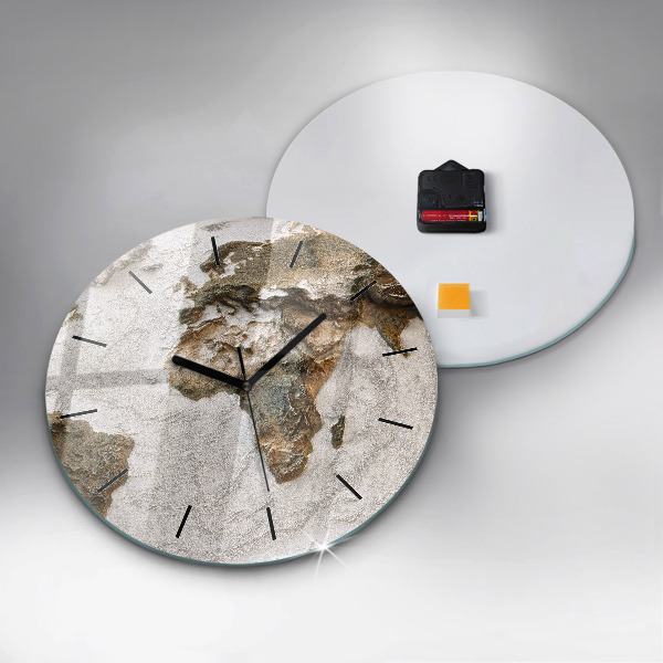 Zegar szklany okrągły Stara mapa świata