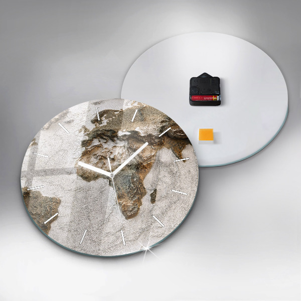 Zegar szklany okrągły Stara mapa świata