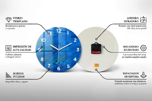 Zegar szklany okrągły Abstrakcja złote góry