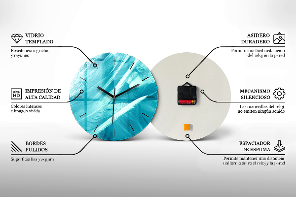 Zegar szklany okrągły Marmur ozdobny