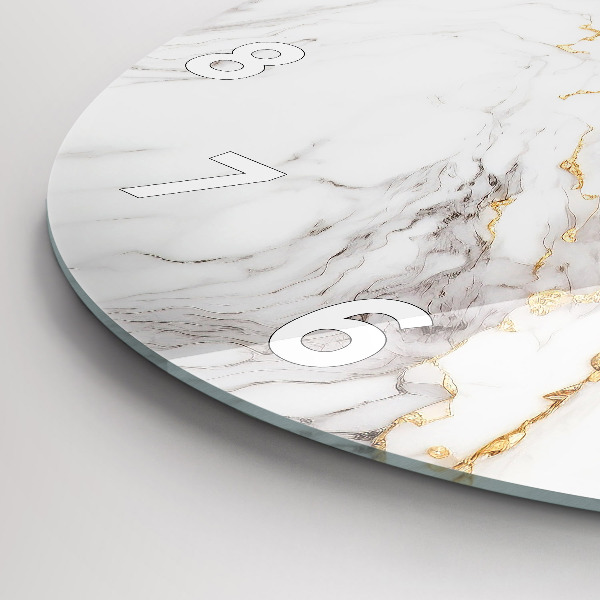 Zegar szklany okrągły Marmur ozdobny