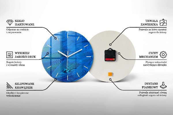 Zegar szklany okrągły Marmur ozdobny