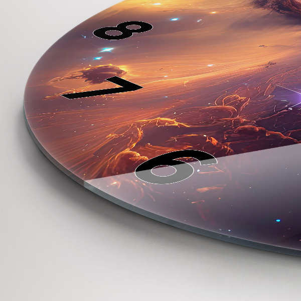 Zegar szklany okrągły Kosmiczny świat gwiazd