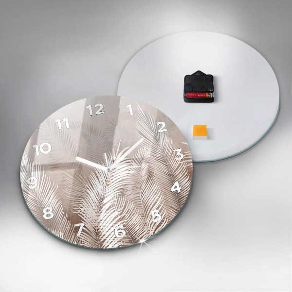 Zegar szklany okrągły Tropikalne liście boho