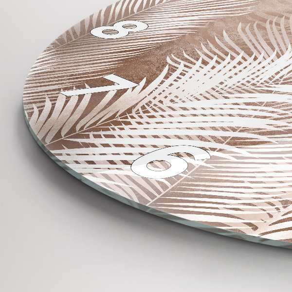 Zegar szklany okrągły Tropikalne liście boho