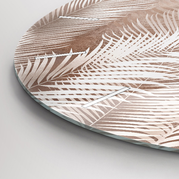 Zegar szklany okrągły Tropikalne liście boho