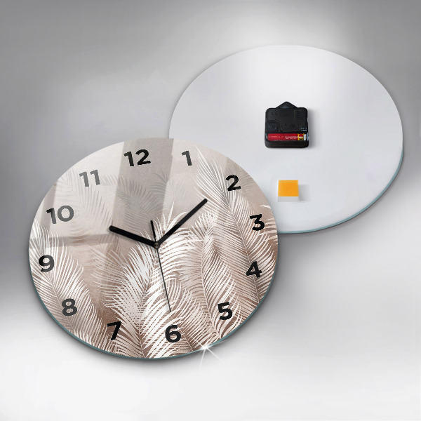 Zegar szklany okrągły Tropikalne liście boho