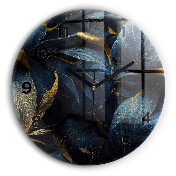 Zegar szklany okrągły Dekoracyjne kwiaty