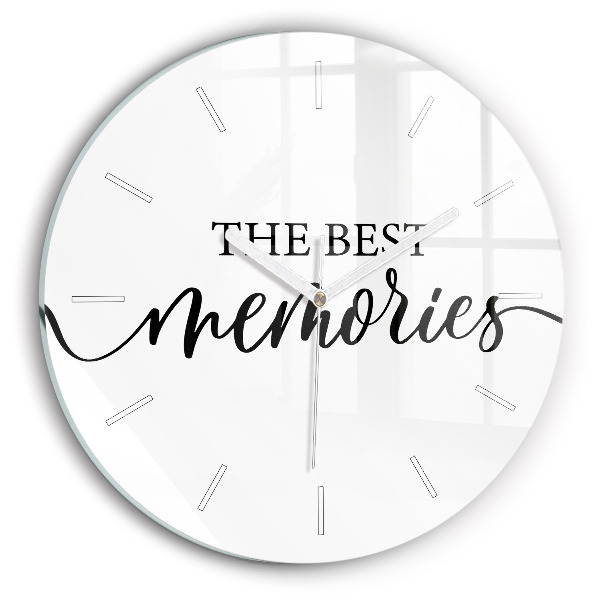 Zegar szklany okrągły Napis Memories