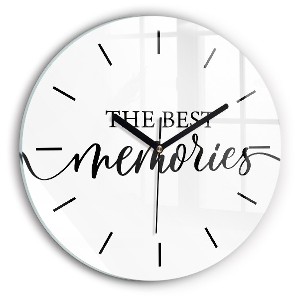 Zegar szklany okrągły Napis Memories