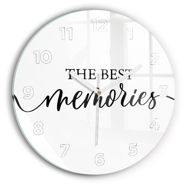 Zegar szklany okrągły Napis Memories