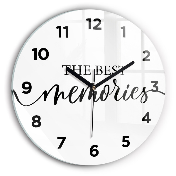Zegar szklany okrągły Napis Memories