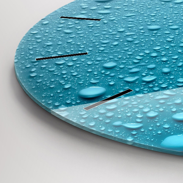 Zegar szklany okrągły Krople wody na szkle