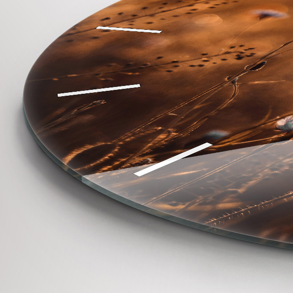 Zegar szklany okrągły Pole wschód słońca