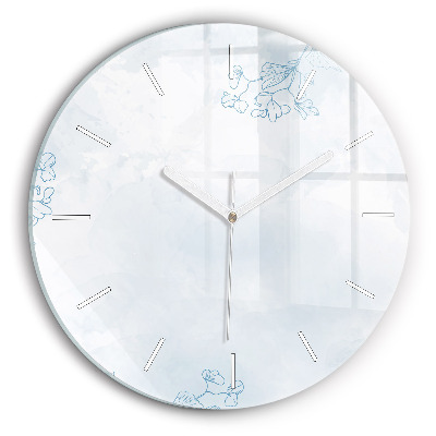 Zegar szklany okrągły Szkic roślin