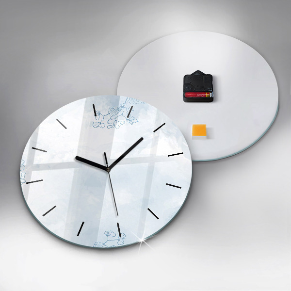 Zegar szklany okrągły Szkic roślin