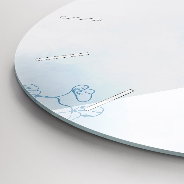 Zegar szklany okrągły Szkic roślin