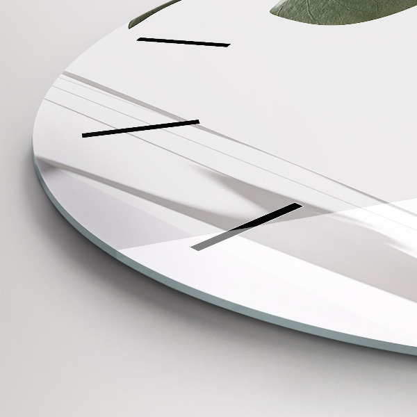 Zegar szklany okrągły Abstrakcyjne liście