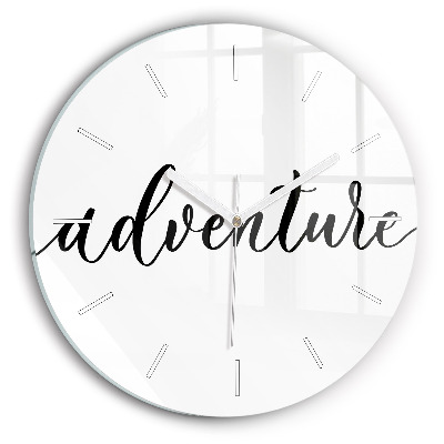 Zegar szklany okrągły Napis Adventure