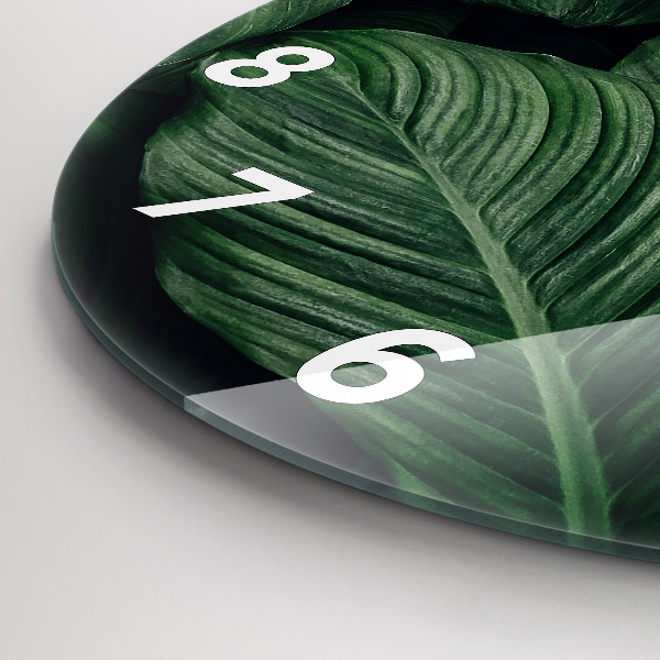 Zegar szklany okrągły Tropikalna monstera
