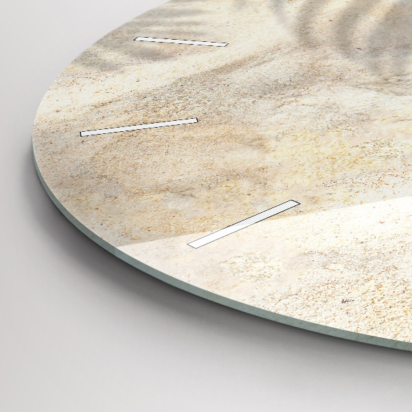 Zegar szklany okrągły Cień palmy piasek