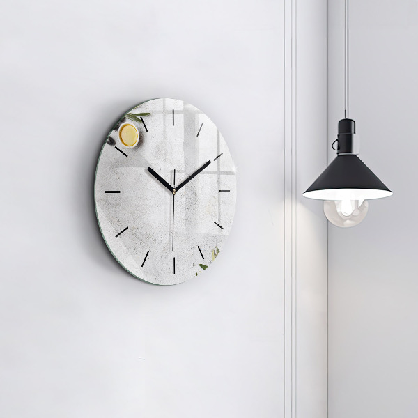 Zegar szklany okrągły Minimalistyczne oliwki