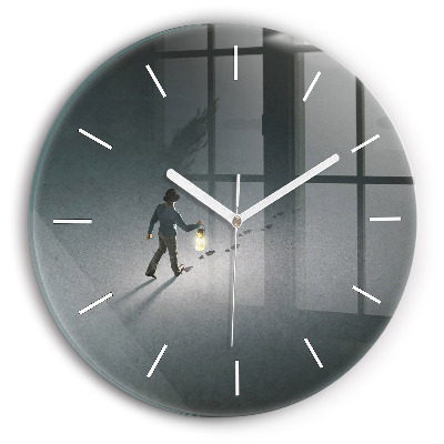 Zegar szklany okrągły Wędrowiec w ciemności