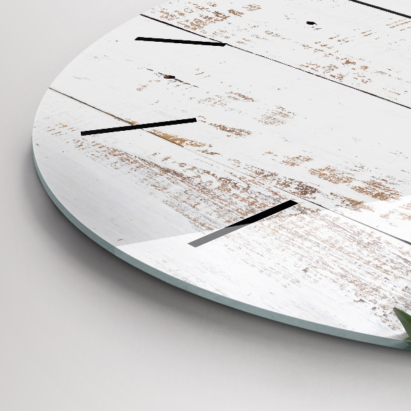 Zegar szklany okrągły Drewniane jasne deski