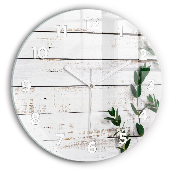 Zegar szklany okrągły Drewniane jasne deski