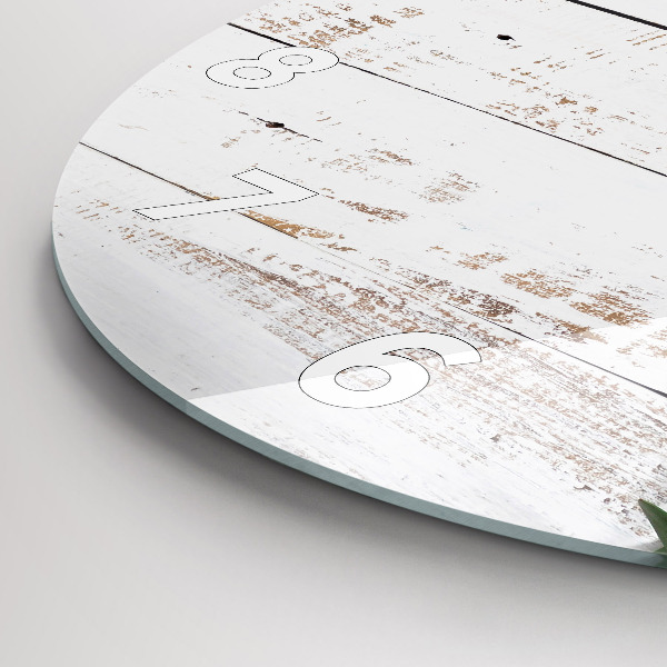 Zegar szklany okrągły Drewniane jasne deski