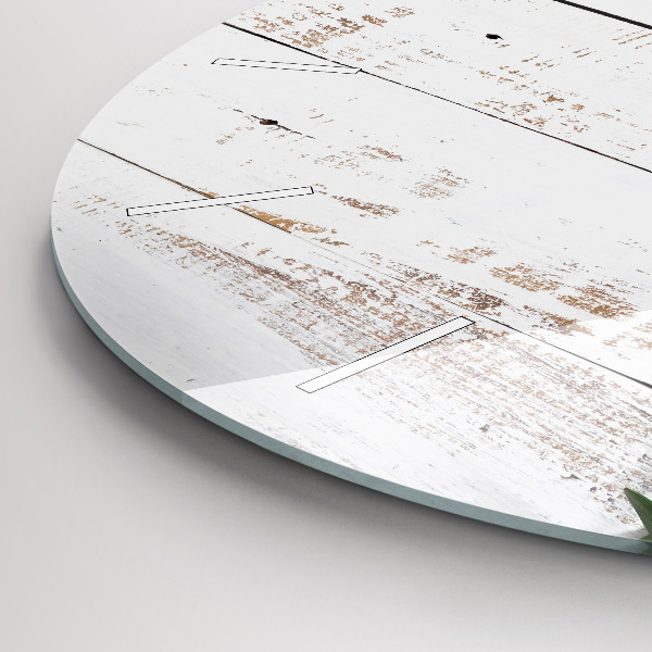 Zegar szklany okrągły Drewniane jasne deski