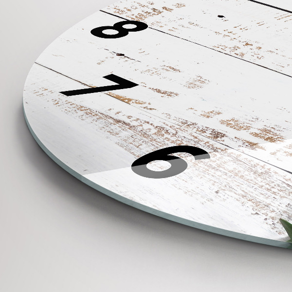 Zegar szklany okrągły Drewniane jasne deski