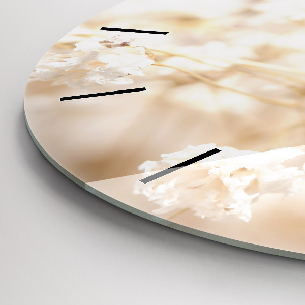 Zegar okrągły Małe białe kwiaty