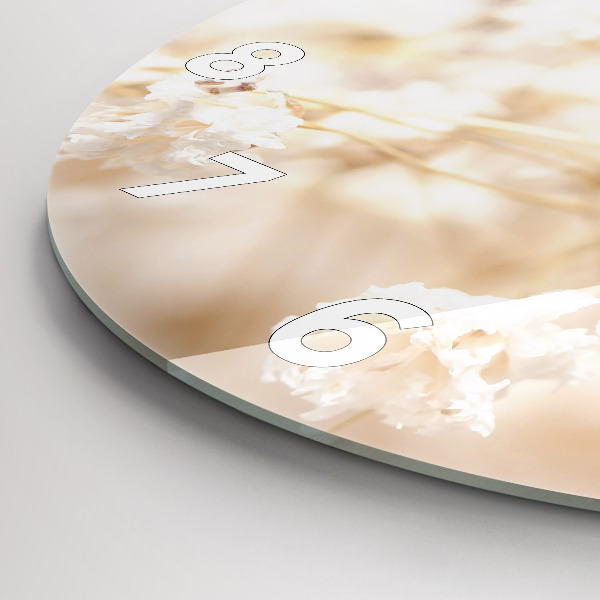 Zegar okrągły Małe białe kwiaty