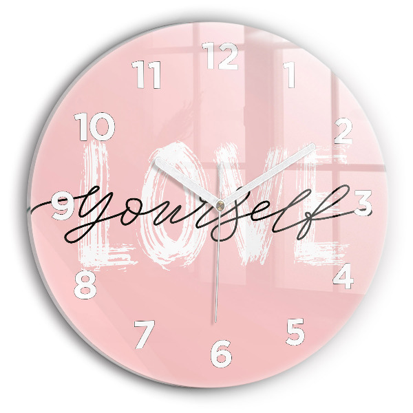 Zegar okrągły Napis Love yourself