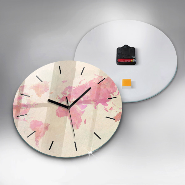 Zegar okrągły Akwarela mapa świata