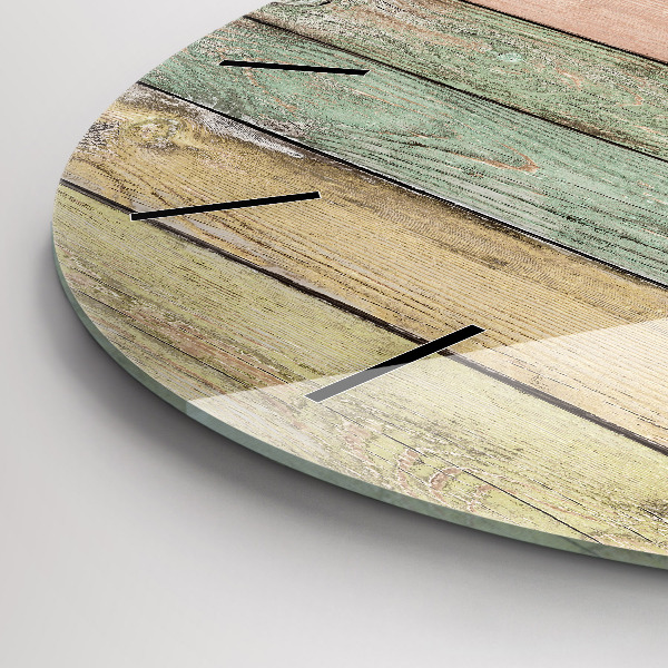 Zegar ścienny okrągły Kolorowe deski