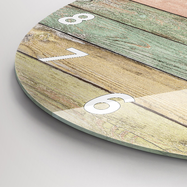 Zegar ścienny okrągły Kolorowe deski