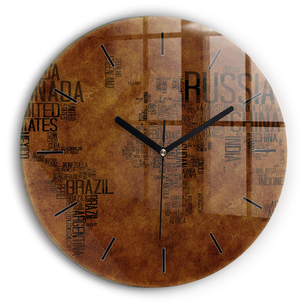 Zegar ścienny okrągły Mapa i nazwy krajów