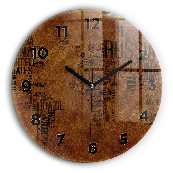 Zegar ścienny okrągły Mapa i nazwy krajów