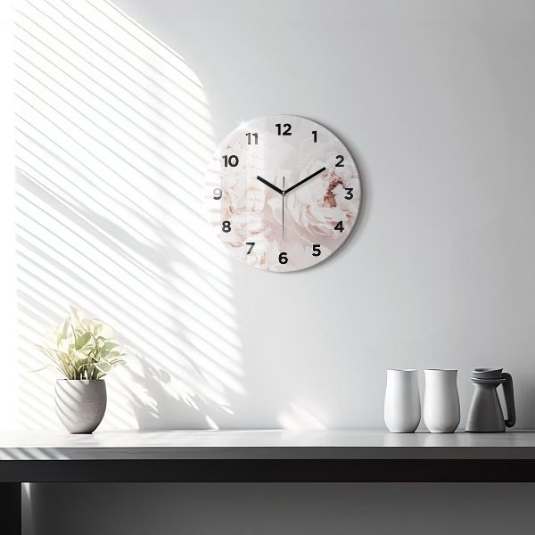 Zegar szklany okrągły Kwiaty piwonii